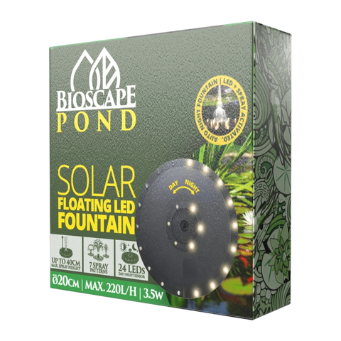 Bioscape Floating Solar Fountain with Lights 20cm