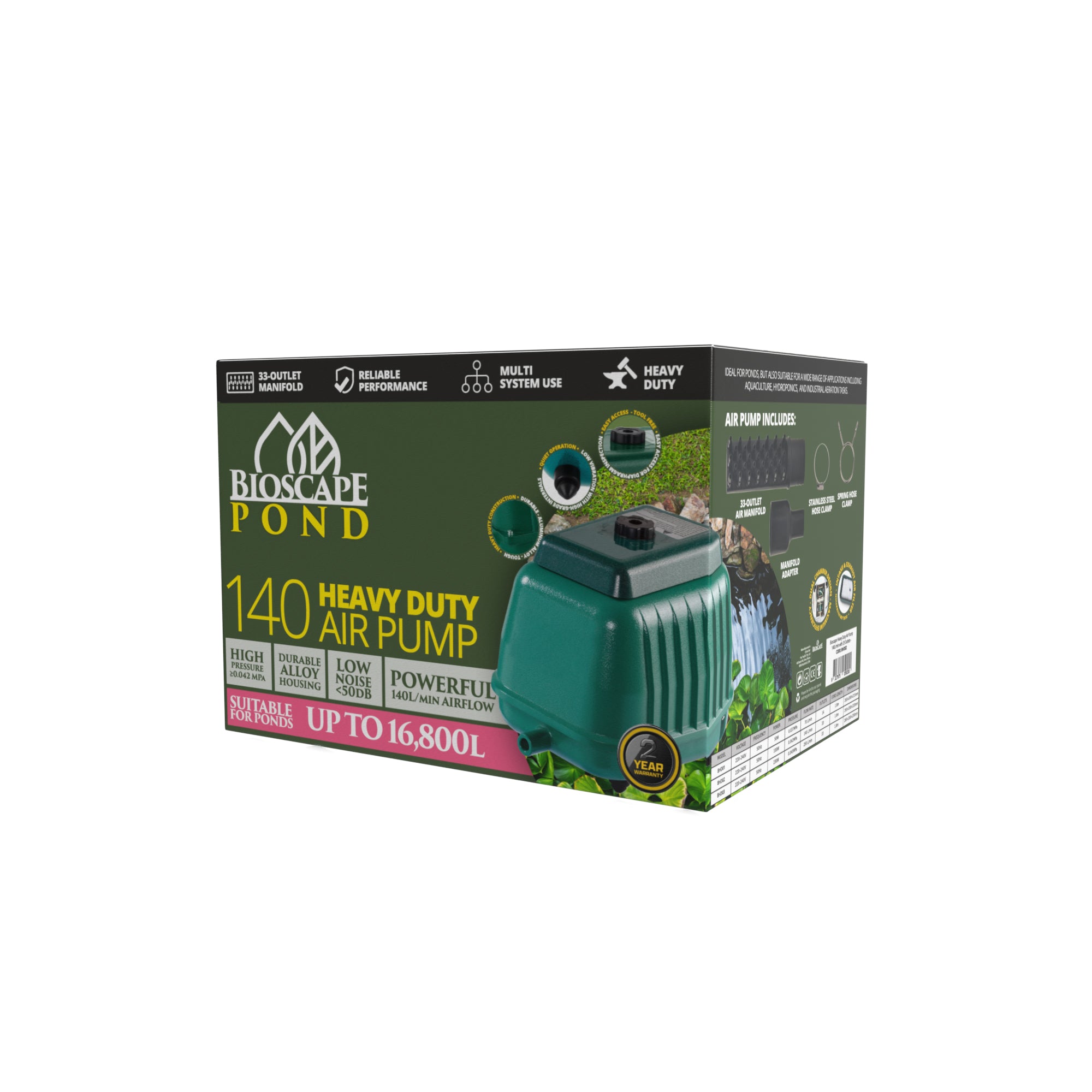 Bioscape Heavy Duty Pond Air Pump 8400lph with 33 Outlets