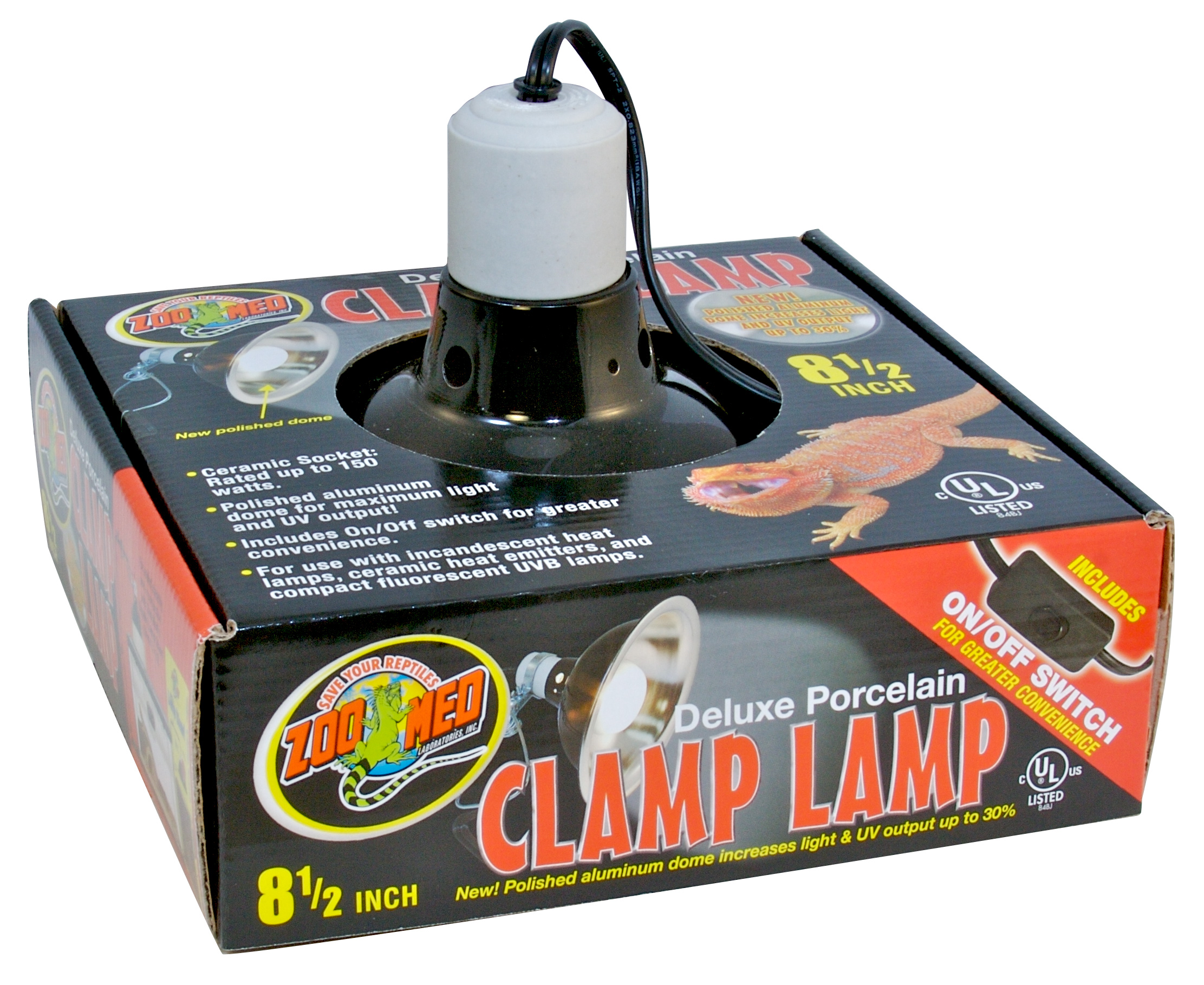 Zoo Med Deluxe Porcelain Clamp Lamp 8.5" Reflector