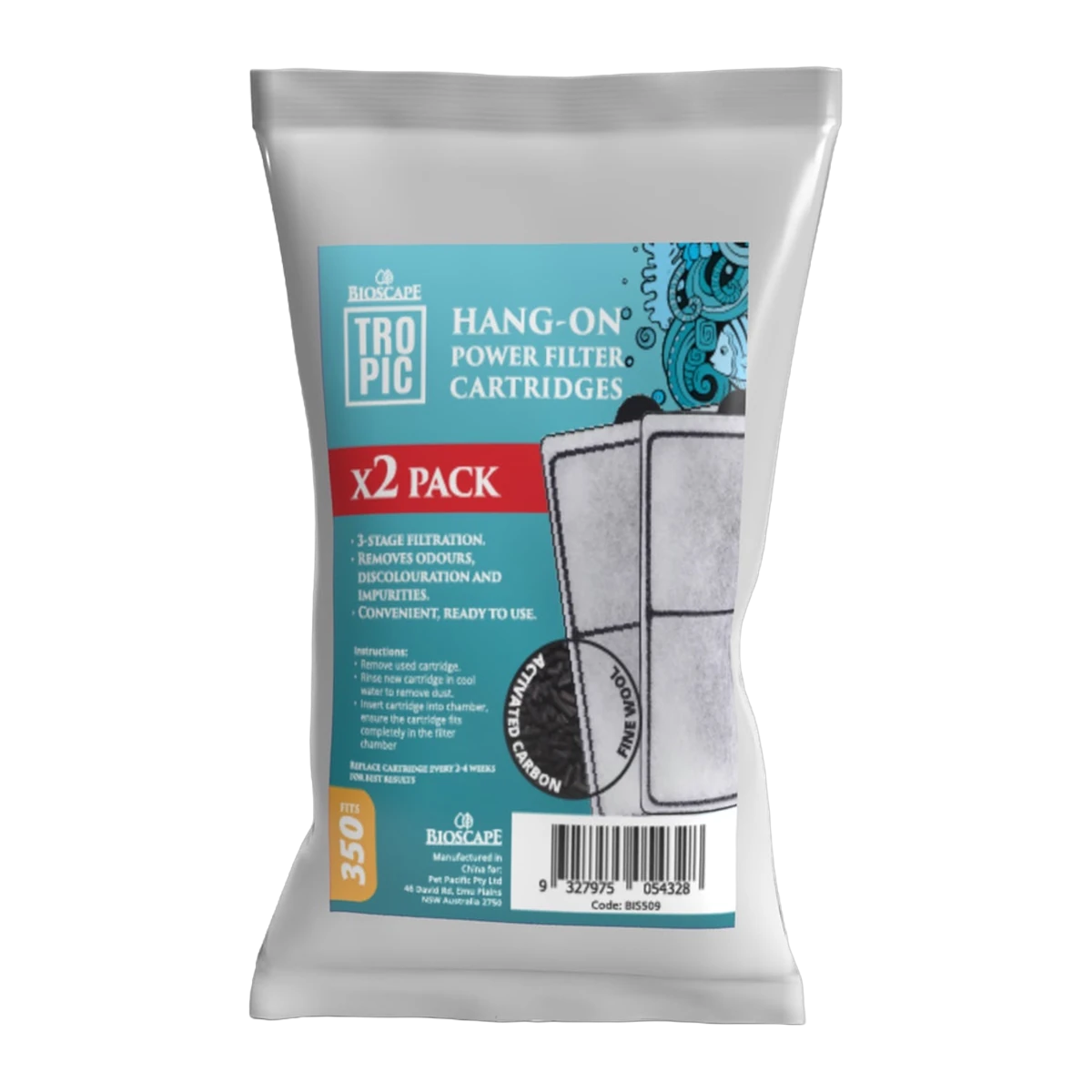 Bioscape Hang On Filter Carb/Wool Cartridge S 2pk
