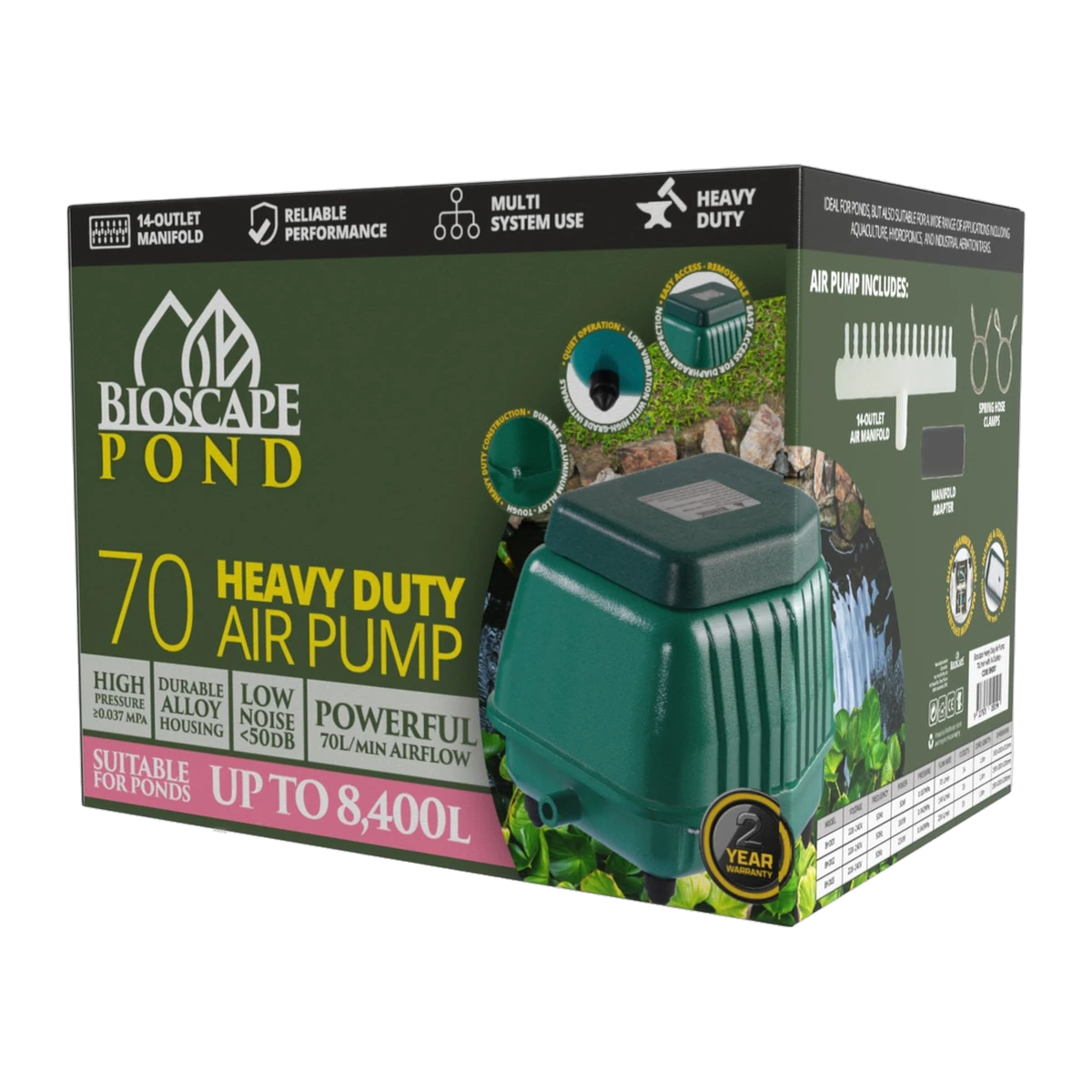 Bioscape Heavy Duty Pond Air Pump 4200lph with 14 Outlets