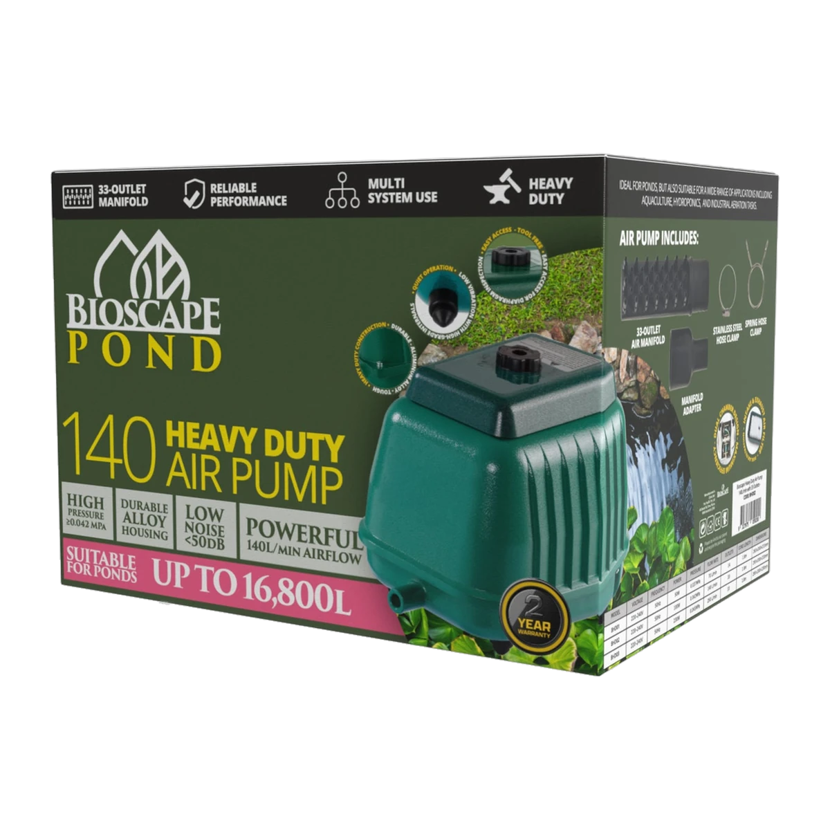 Bioscape Heavy Duty Pond Air Pump 8400lph with 33 Outlets