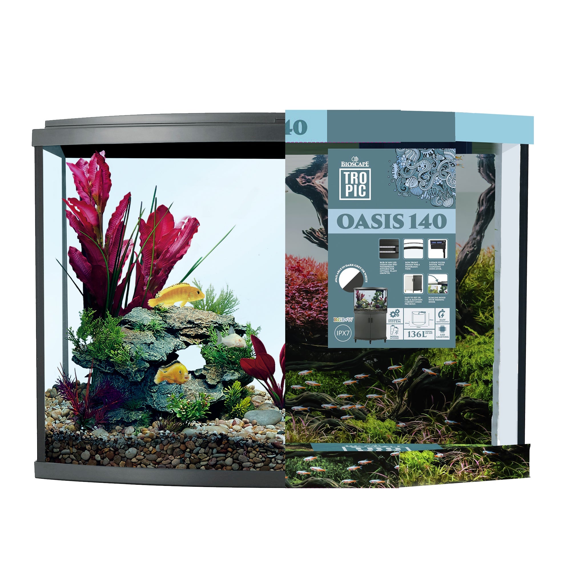 Bioscape Oasis Aquarium Unit 136ltr Dark Grey