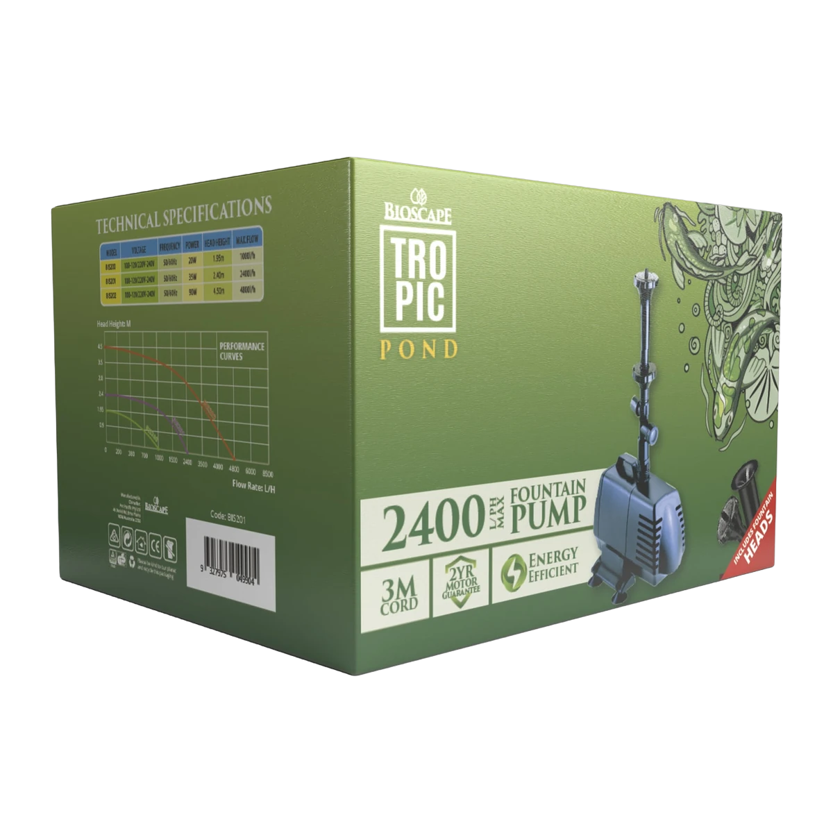 Bioscape Pond Fountain Pump 3F 2400lph