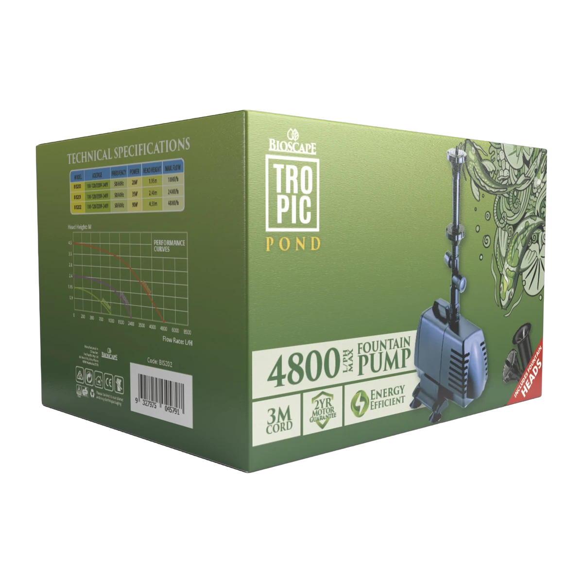 Bioscape Pond Fountain Pump 4F 4800lph