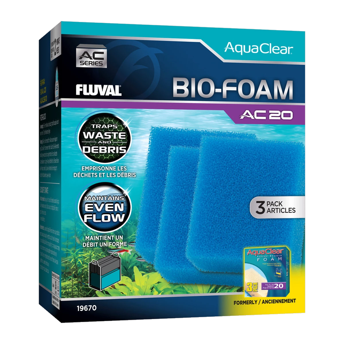 Fluval AC20 Bio Foam Insert Blue 3 Pack