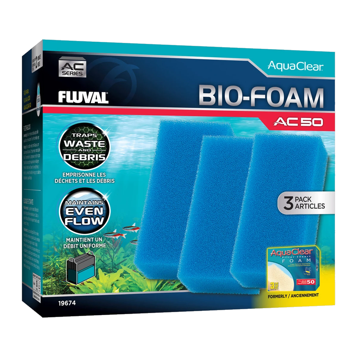 Fluval AC50 Bio Foam Insert Blue 3 Pack