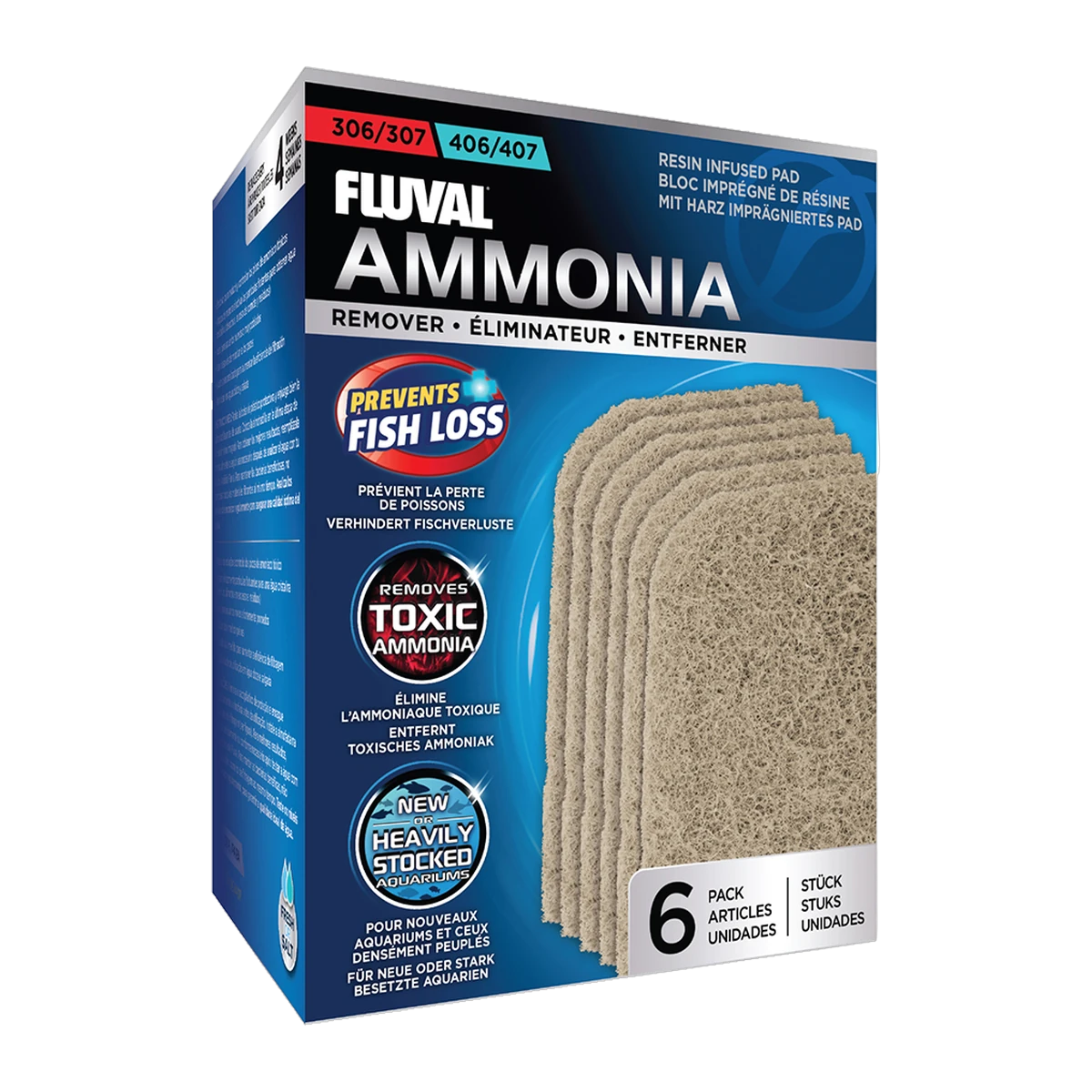 Fluval Ammonia Pads 307/407 6 Pack