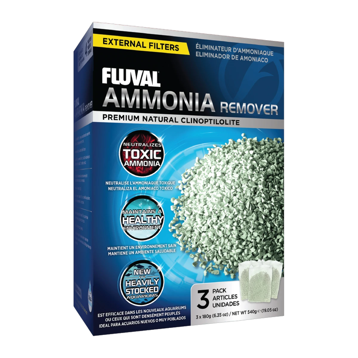 Fluval Ammonia Remover 3 x 180gm bags