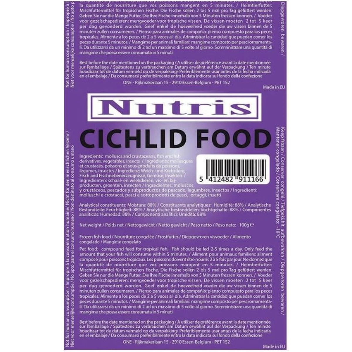 Frozen Nutris Cichlid Food 100g (successor to Ocean Nutrition Frozen Cichlid Mix 100g, ON1500016)